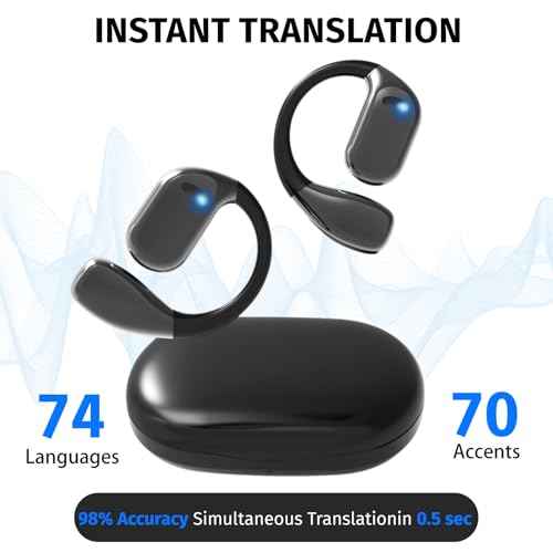 2025 AI Language Translator Earbuds Real Time, SSheadphone (Ink Black)