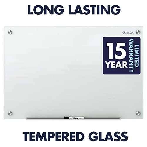 Quartet Magnetic Glass Dry Erase White Board, 48''W x 36''H Whiteboard, Infinity Frameless Mounting, White Surface (G4836W)