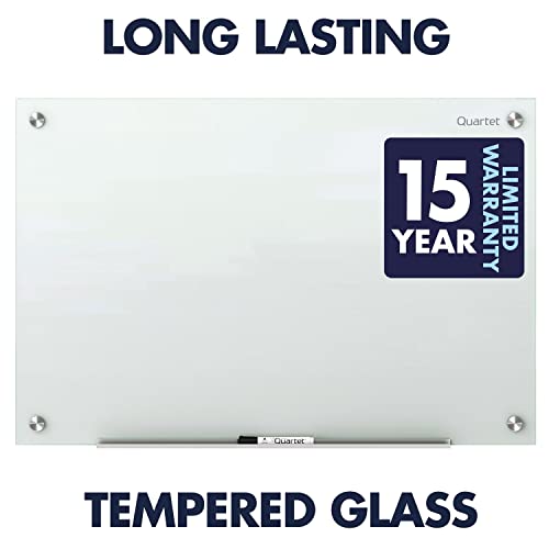 Quartet Magnetic Glass Dry Erase Whiteboard 48x36 Inches Frameless White Surface