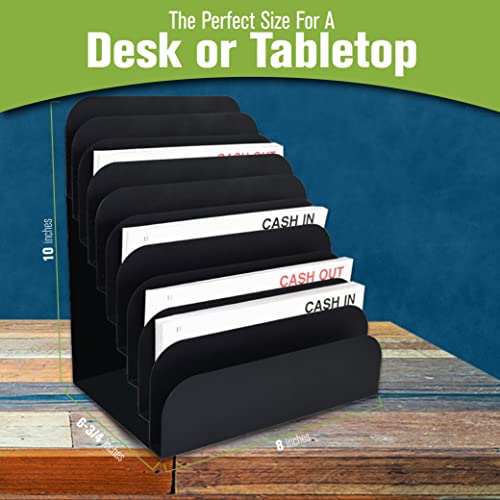 BankSupplies STEELMASTER Steel Cashier Pad Rack - 10 Slot File & Desk Organizer - Paper Organizer - Black Powder Coat Finish - Scratch & Chip-Resistant - Forms, Applications, Deposit Slips & Checks