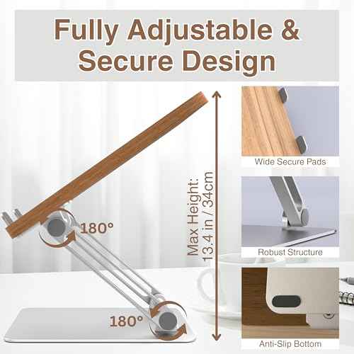 AVARO Adjustable Laptop Stand ? Ergonomic Laptop Stand with Customizable Height & Angle, Robust Design Laptop Riser for Desk, Portable, Foldable & Durable Computer Stand for Home or Office Use