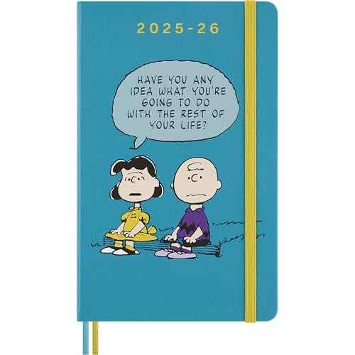 Moleskine Limited Edition Peanuts 'Charlie & Lucy' 18 Month 2025-2026 Weekly Planner, Hard Cover, Large (5" x 8.25"), Reef Blue, 208 pages