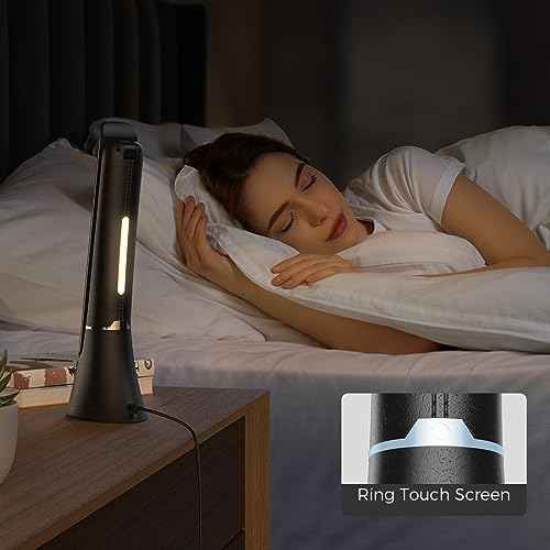 Light Therapy Lamp, 10000 LUX UV-Free LED Sunlight Light, Full Spectrum Mood Light Hayyp Lamp, Touch Control Desk Lamp with Night Light Function Work Office Home -Black