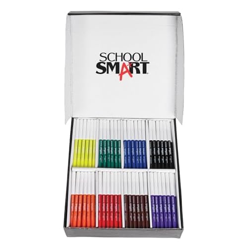 School Smart Conical and Fineline Watercolor Combo Marker Pack - Pack of 192 - 12 Each of 8 Assorted Colors - 086417