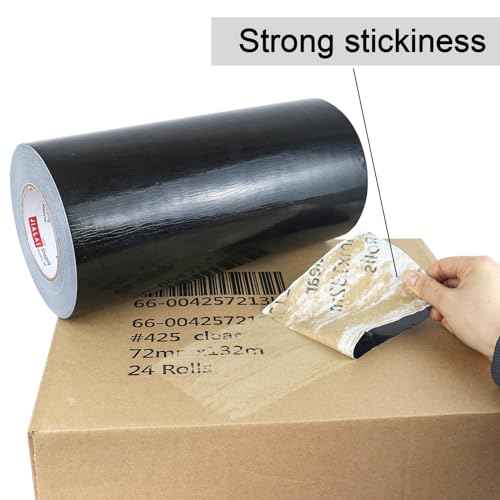 12" Black Duct Tape, Industrial Grade 12 inches x 55 Yards (164 ft) Wide Tape Duct, 9 Mil Heavy-Duty, Waterproof, Strong, Flexible, No Residue, for Crafts & Home Improvement