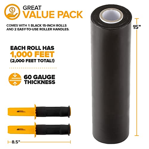Modern Innovations 15 Inch Black Stretch Wrap Roll with Handles (1