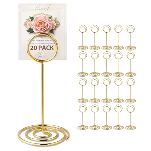 Willizter Gold Table Number Holders Set of 20 Spiral Base Card Stands