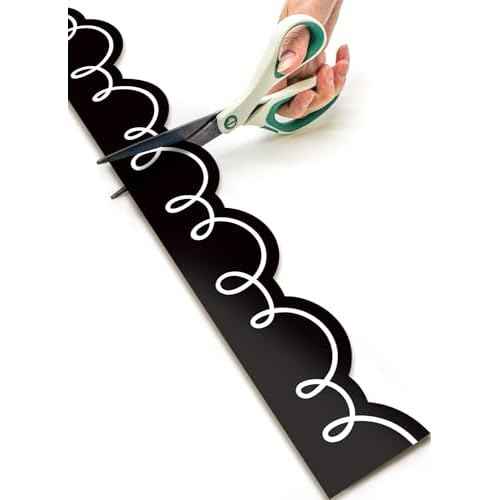 Teacher Created Resources Black with White Squiggles Die-Cut Rolled Border Trim - 50ft - Decorate Bulletin Boards, Walls, Desks, Windows, Doors, Lockers, Schools, Classrooms, Homeschool & Offices