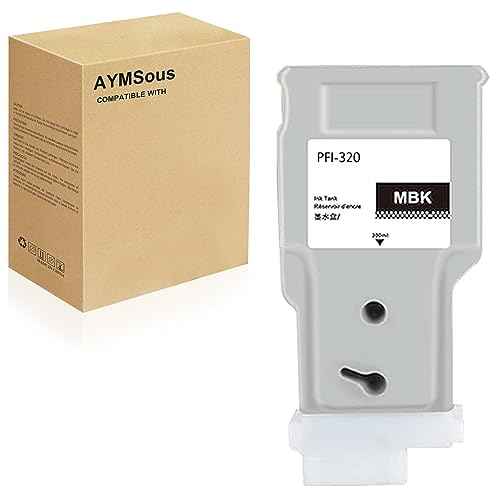 Compatible Ink Cartridge Replacement for Canon PFI-320 PFI320 PFI-320MBK PFI320MBK 300ML for Canon imagePROGRAF IPF TM-200 IPF TM-205 IPF TM-300 IPF TM-305(Matte Black Pigment Ink)