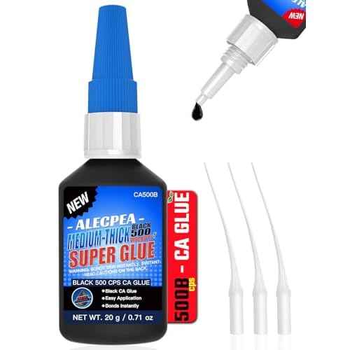 20g Black Medium-Thick CA Glue (500 CPS),Premium Cyanoacrylate Super Glue for Wood, Glass, Metal, Paper, Leather, Plastic, Ceramic, Rubber, Jewelry, Woodworking, Hobby Models, and Craft Project