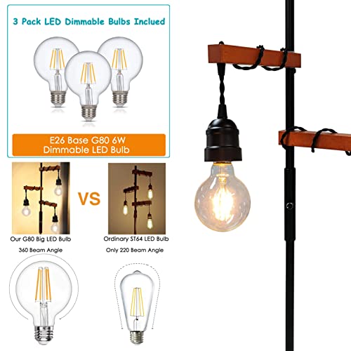 Dimmable Industrial Floor Lamp,Modern Farmhouse Tree Standing Lamps for Living Room Bedroom Office Rustic Home Decor