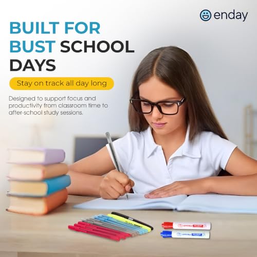 Enday 6th-8th Grade School Supplies Kit - 55 Piece Back to School Set for Kids
