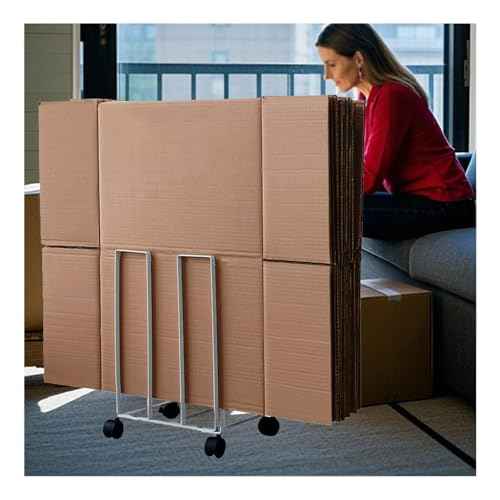 Carton Stand for Boxes, Portable Carton Storage Rack with Wheels, Cardboard Storage Carton Cart for Home Warehouse and Supermarket (White, 10.24x12.2x17.13in)