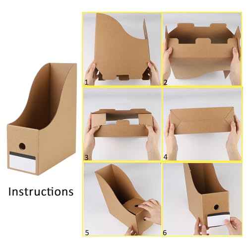 35 pack Cardboard Magazine File Holder Organizer, Foldable Magazine Storage Box Holder Document Rack Desktop File Organizer for School, Office and Home (10.12 x 3.78 x 10.43 Inches, Brown)