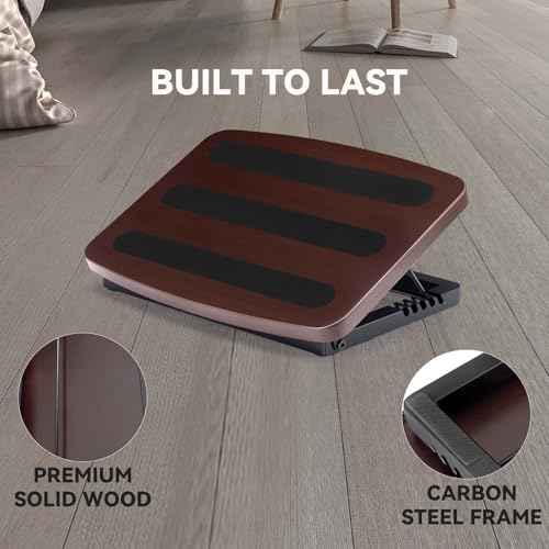 Adjustable Foot Rest for Under Desk at Work,Ergonomic Foot Stool Under Desk for Office with 6 Angles,Wooden Footrest Suitable for Home,Office