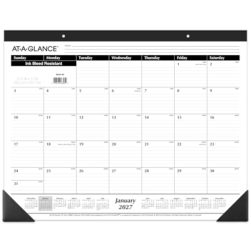 AT-A-GLANCE 2027 Desk Pad Calendar Pack of 1, Monthly Wall & Desktop Planner, 21.75" x 17"