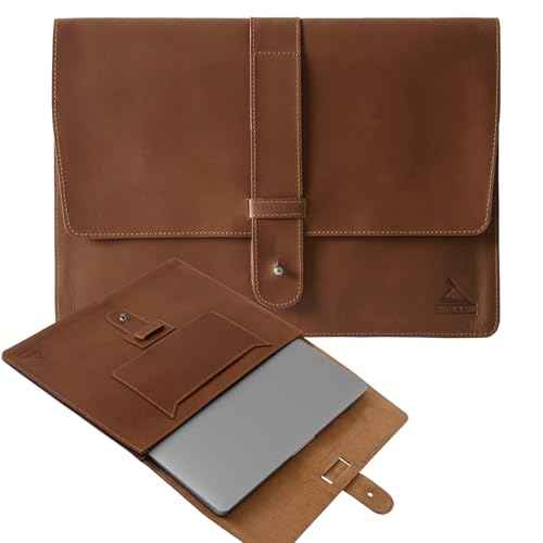 BEVEL & AWL 100% Full Grain Cow Leather Laptop Sleeve for Pro 16 Inch Case for Model 2021-2024, Handcrafted