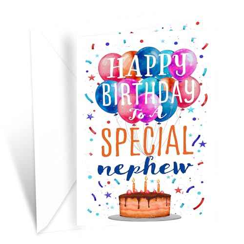 Prime Greetings Nephew Birthday Card, Made in America, Eco-Friendly, Thick Card Stock with Premium Envelope 5in x 7.75in, Packaged in Protective Mailer