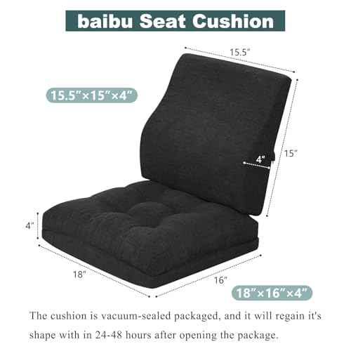 baibu Seat Cushion & Lumbar Support Pillow Set for Office Chair, Dual-Layer Patent Design Memory Foam Office Chair Cushion & Ergonomic Back Support Pillow for Wheelchair, Car Seat, Gaming Chair, Black