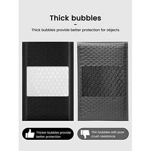 GSSUSA Black Bubble Mailers 4x8 Inches 50 Pack, Usable Size 4X7" Bubble Envelopes for Small Business, Padded Envelope, Shipping Mailers, Packaging Bags, Mailing Envelopes, Shipping Supplies