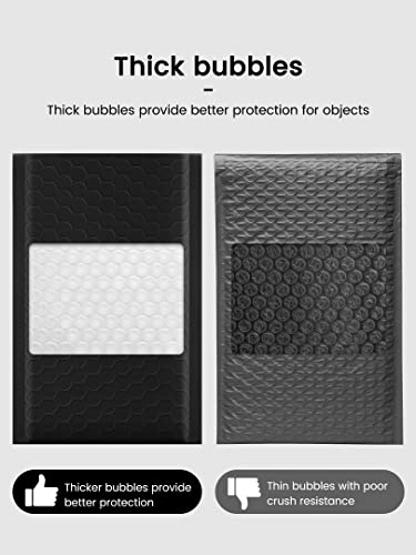 GSSUSA Black Bubble Mailers 4x8 Inches 50 Pack Self-Seal Shipping Envelopes