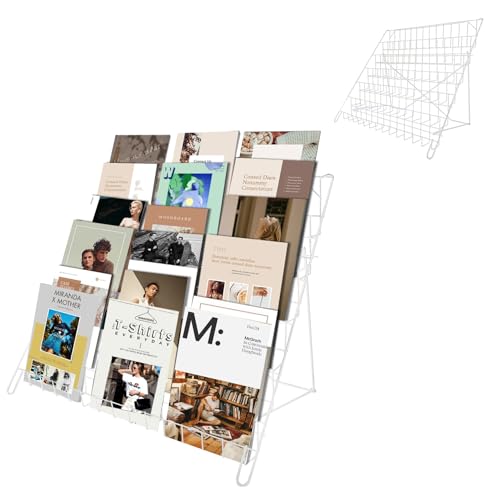 6 Tier Wire Magazine Rack - Comic Book Rack Wide Wire Tabletop Display for Exhibitions Office Table Top Book Brochure Literature Comic Greeting Card Shelf Holder Stand