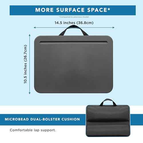 LAPGEAR Compact Lap Desk - Fits up to 15 Inch Laptops - Charcoal - Style No. 43105