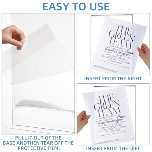 2 Pcs 11x17 Inch Acrylic Sign Holder Clear Menu Display Stand Literature Flyer Poster Frame Pricing Flyer Letter Notice Photo Table Tent Double Bottom Loading Sided for Tabletops(11x17 Inch)