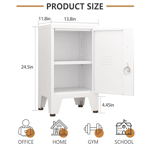 pozdeg 24.5-Inch White Lockable Steel Storage Locker with Adjustable Shelf