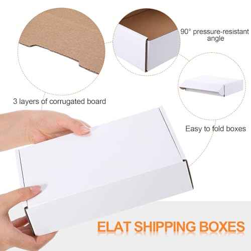Qilery 60 Pcs Shipping Boxes Corrugated Cardboard White Mailer Boxes Packaging Present Gift for Mailing Shipping Small Business (9 x 6 x 2 Inches)