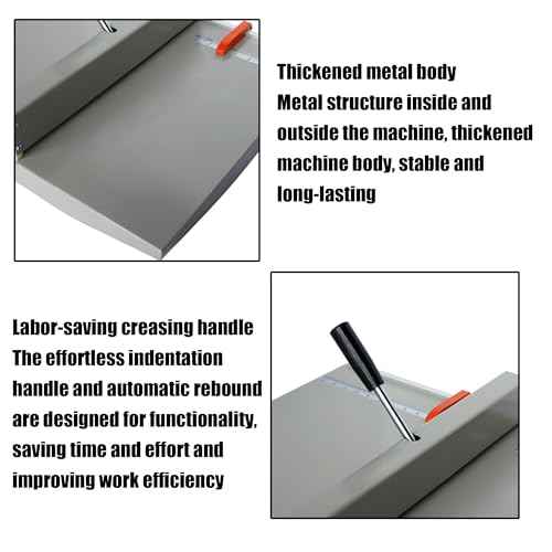 Manual Creaser 18In Desktop Creasing Machine Paper Card Creaser Manual Paper Folding Creaser with 2 Adjustable Block Positioning Rulers for Paper Cardstock Photos Indentation Depth 0.02''