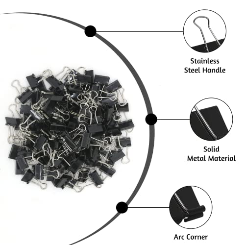 OWLKELA 0.6in Binder Clips 120 Pack Black – Mini Metal Clips for Office & Home Organization