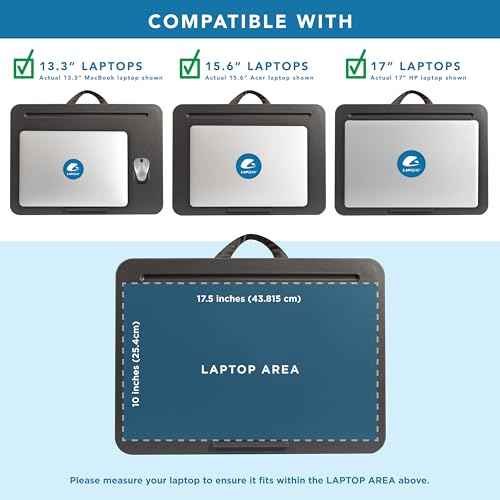 LAPGEAR Original Lap Desk ? Large (17.9¡± x 13¡±) | Fits Up to 17.3¡± Laptops | Cushioned with Device Ledge, Pencil Tray & Handle | Portable & Lightweight | Charcoal ? Style No. 45155