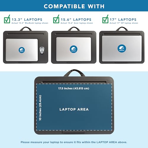 LapGear Original Charcoal Lap Desk for 17-Inch Laptops – Portable & Stable Work Surface