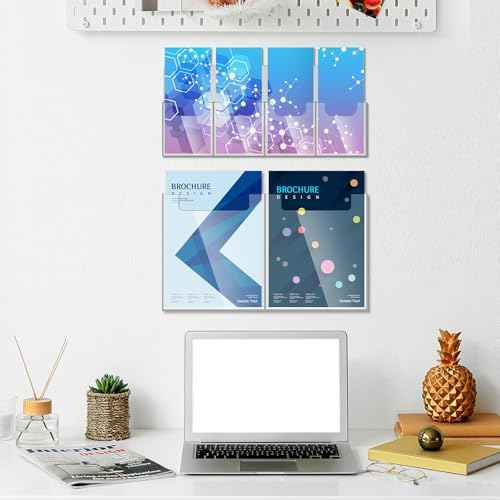 Sherr 2 Packs Acrylic Brochure Holder Wall Mount 2 Pocket Fits 8.5 x 11 and 4 Pocket Fits 4 x 9 Brochure Magazine Holder Clear Trifold Flyer Rack Paper Display Literature Storage for Home, Offices