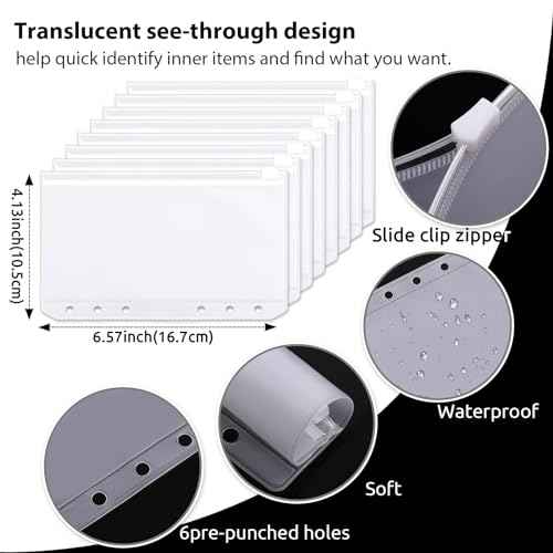 SKYDUE Budget Binder with 8pcs Zipper Envelopes,Money Organizer for Cash with 12pcs Expense Sheets & 24 Rose Gold Sticky Labels