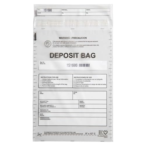 US PACK SMART 9x12 Clear Plastic Deposit Bags - Tamper-Evident, Self-Sealing, 100-Pack