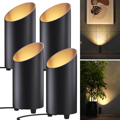Sunco Uplighting Indoor with Foot Switch, LED Floor Can Light Spotlight, for Indoor Plants 7W, 450 LM, 3000K Warm White, 120V, Non-Dimmable, Black 4 Pack.