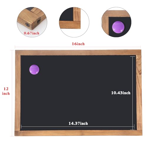 Magnetic Chalkboard for Wall Rustic Wood Framed Decorative Blackboard Sign for Kids Hanging Chalkboard for Home, Office, Restaurant 12" x 16"