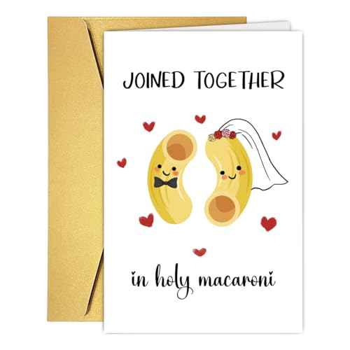 Cute Macaroni Pun Engagement Card for Couple Partner, Funny Wedding Card Marriage Gift for Bride Groom Newlyweds, Bridal Shower Gift for Him Her