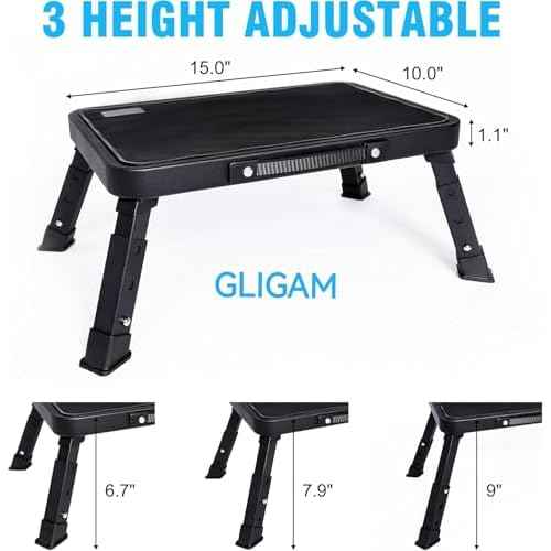 Step Stool, Adjustable Folding Step Stools for Adults and Seniors, Foldable Step Stool,Step Ladder with Anti-Slip Platform and Rubber feet for Kitchen,Bed,Garden,RV,Office Use,350Ibs Capacity