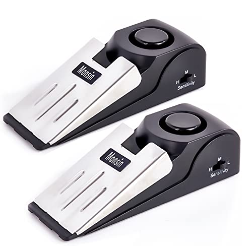 Monsin 2 Pack Door Stop Alarm with 120dB Security Alarm - Black