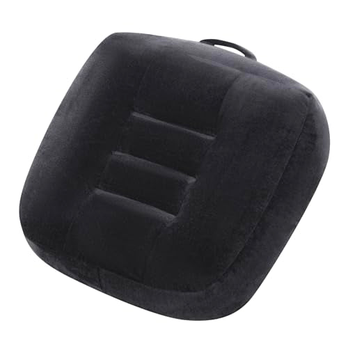 Extra Thick Seat Cushion, Large Chair Cushion Booster for Office Chair to Rise Height, Velvet Cover with Handle and Anti-Slip Bottom, PP Cotton Filling - Relieves Back Pain - 18"X16"X6" Black