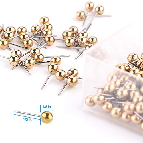 Yalis Retro Gold Map Push Pins 1/8 Inch, 200 Count – Corkboard Tacks