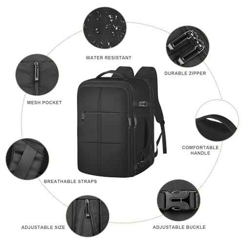 TOTWO Travel Backpack, Extra Large 55L Carry On Backpack Flight Approved with USB Charging Port, Expandable Waterproof Business Luggage Casual Bag Fits 18.4 Inch Laptops, Travel Gifts for Men Women