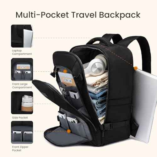 LOVEVOOK Travel Carry on Backpack for Men Women,Expandable 40L Extra Large Travel Laptop Backpack,Water Resistant Durable TSA Airline Approved Business College Carry on Bag Fit 17 Inch Computer,3 Pcs