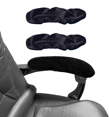 BAIDATONG Office Chair Arm Covers – Velvet Stretchable 2pc Armrest Protectors, Black