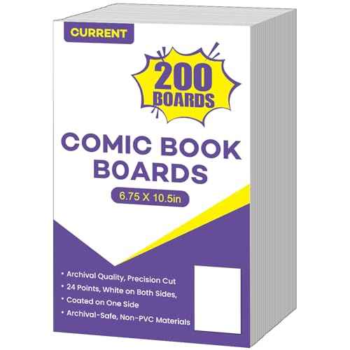 200 PCS Current Size Comic Book Boards, 6.75" x 10.5" Acid-Free Comic Book Backing Boards, Thick and Durable Books Board for Comic Book Storage and Preservation