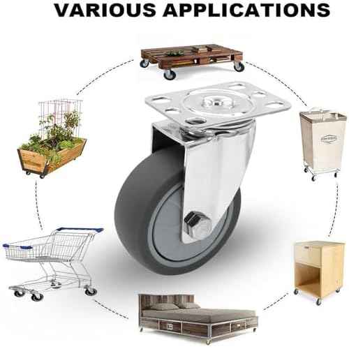 Stainless Steel 3 Inch Caster Wheels Without Brake ? Heavy Duty 304 Casters Set of 4, Non-Marking TPR Quiet Wheels Use for Furniture, Labs, Kitchens, Industrial, Restaurants, Hospitals