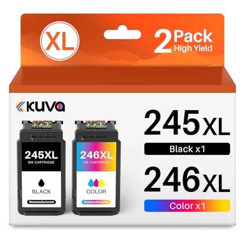 Kuva 245XL 246XL Ink Cartridge Combo Pack Replacement for Canon Ink 245 and 246 PG245 CL246 MX490 TR4520 MG2522 TR4500 TR4520 TS3322 TS3122 TS3320(PG245xl Black, CL246xl Tri-Color)